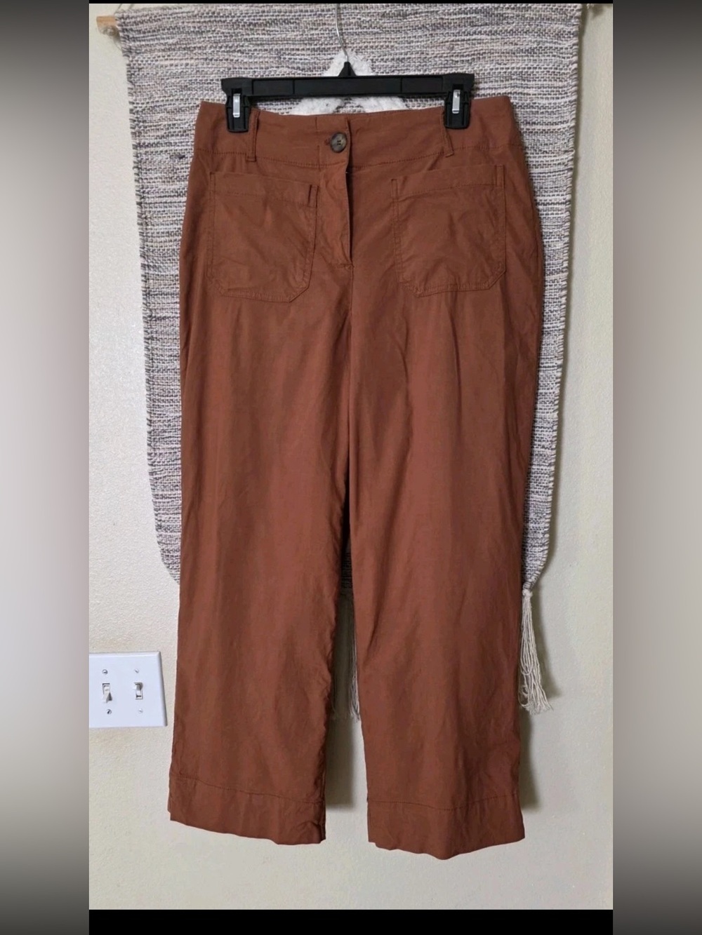 Women's Brown Wide-Leg Cotton Pants